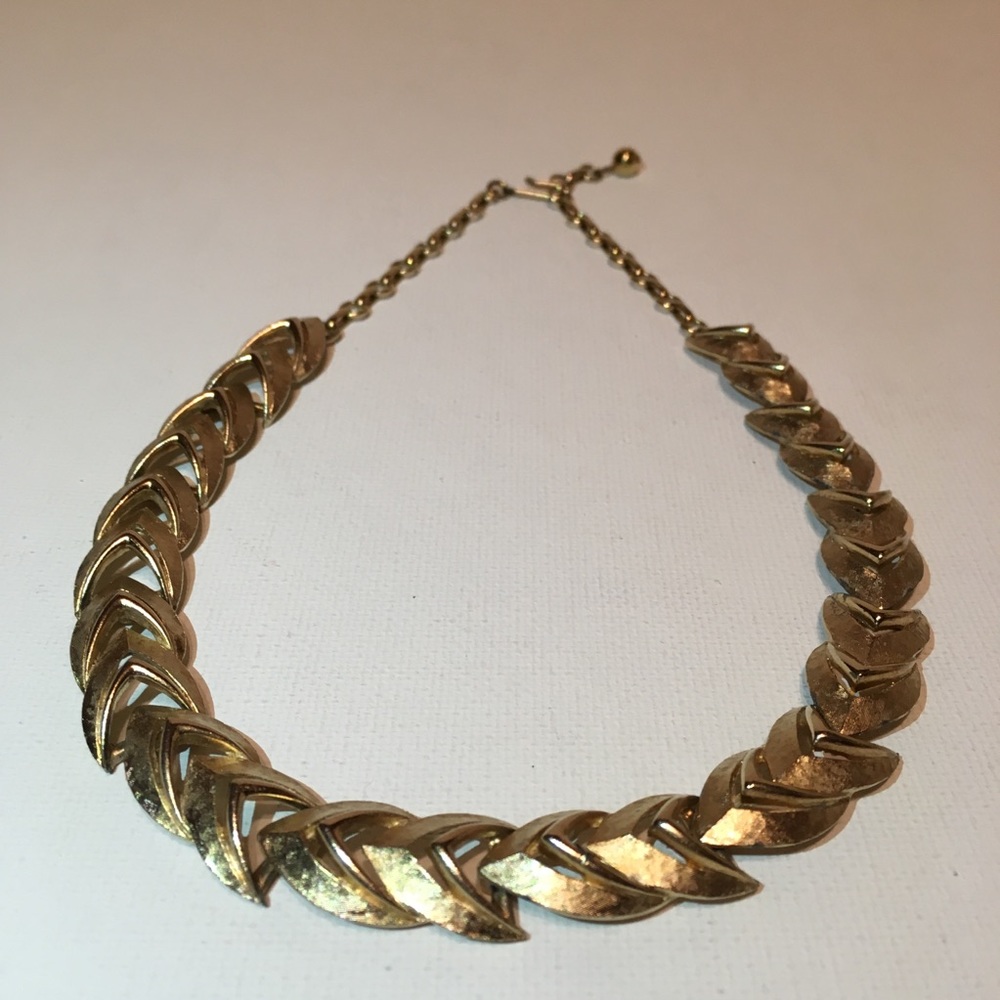 Vintage Gold-tone Brushed & Smooth Choker Necklace
